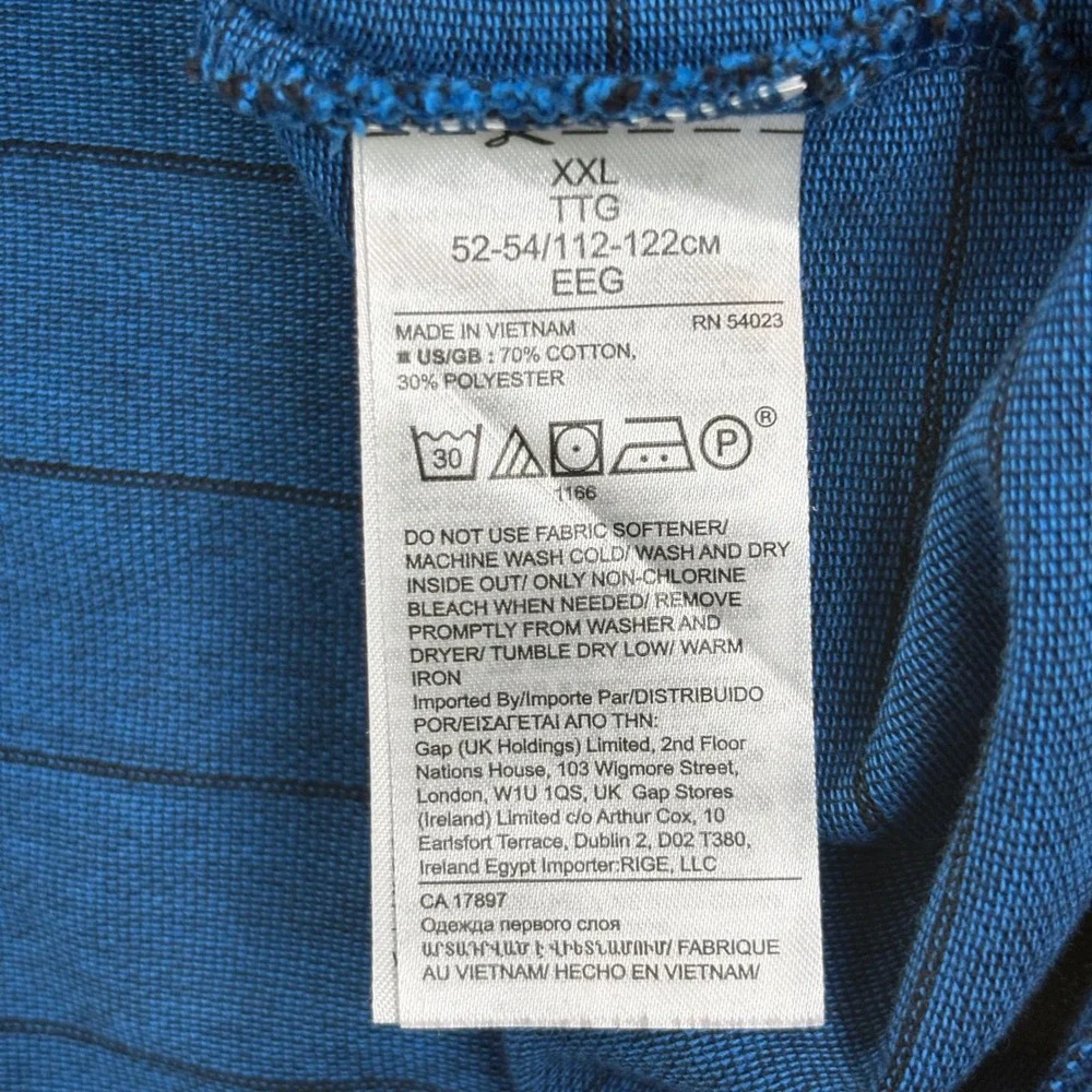 Banana Republic Polo Core Temp Mens XXL Blue Striped Short Sleeve Casual Classic
